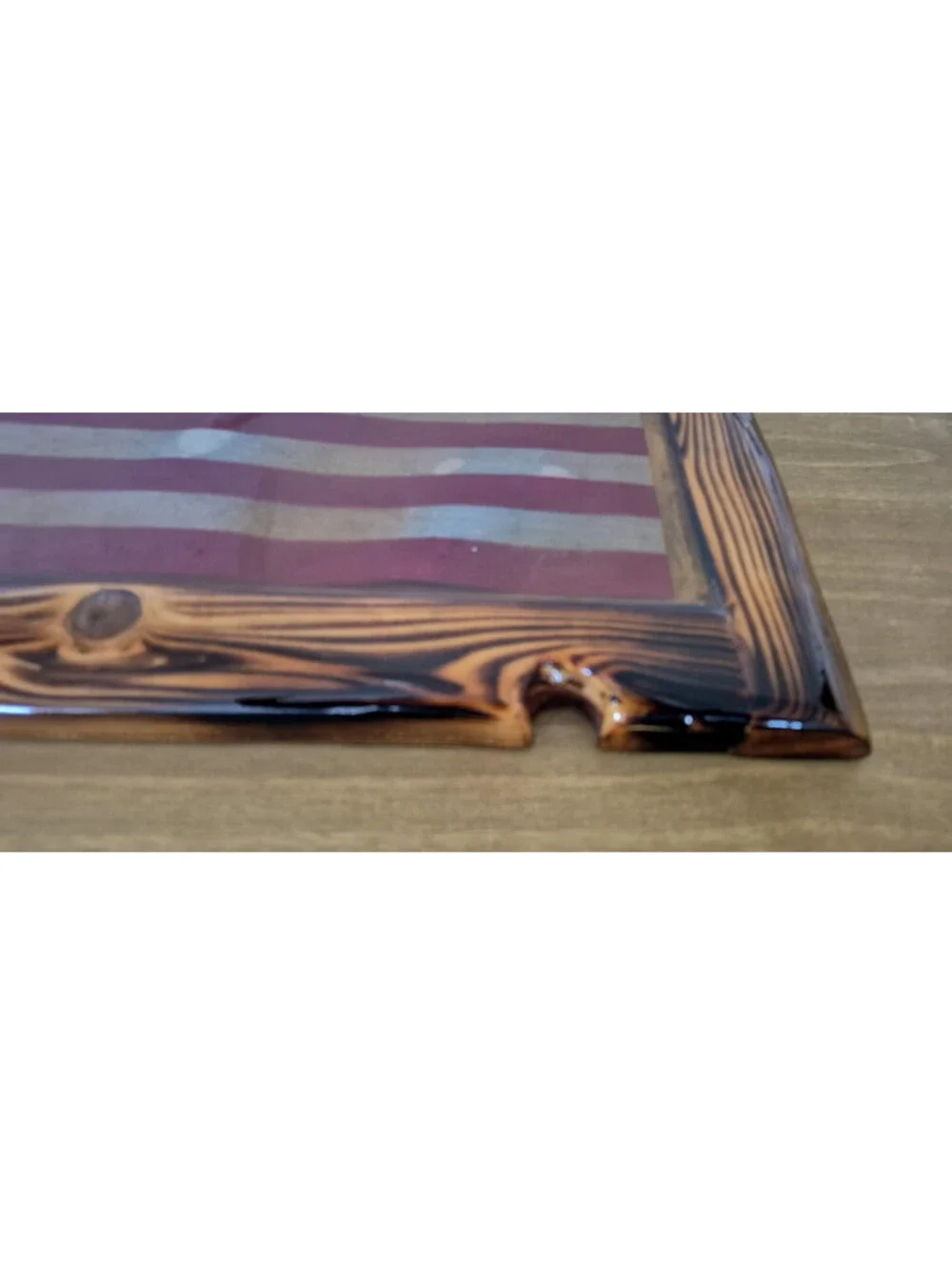 Vintage Rustic American Flag Distressed Wood Framed in Acrylic ~ Wall Art Decor
